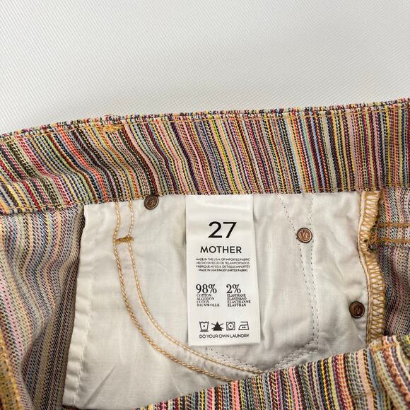 Mother The Looker Crop High Meadow Stripe Jeans Pants Striped Sz 27 - Picture 12 of 14